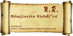 Mihajlovits Richárd névjegykártya