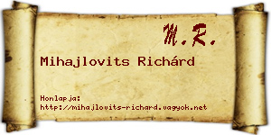 Mihajlovits Richárd névjegykártya